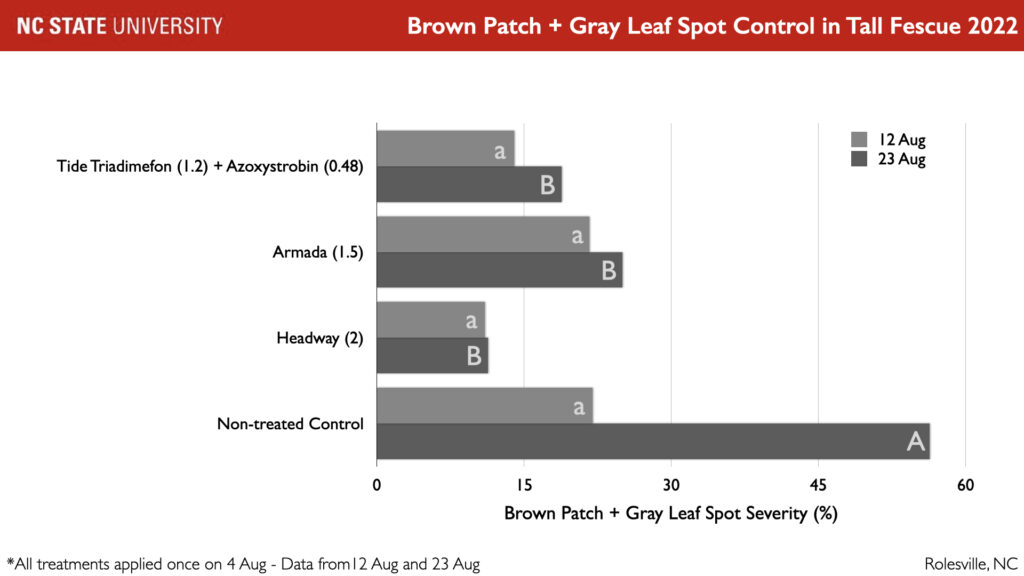 Brown patch & Gray leaf spot Severity by treatment.